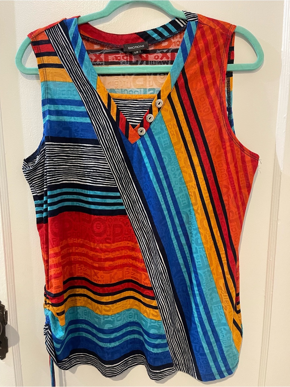Emotions Multicolor Striped V-Neck Tank Top